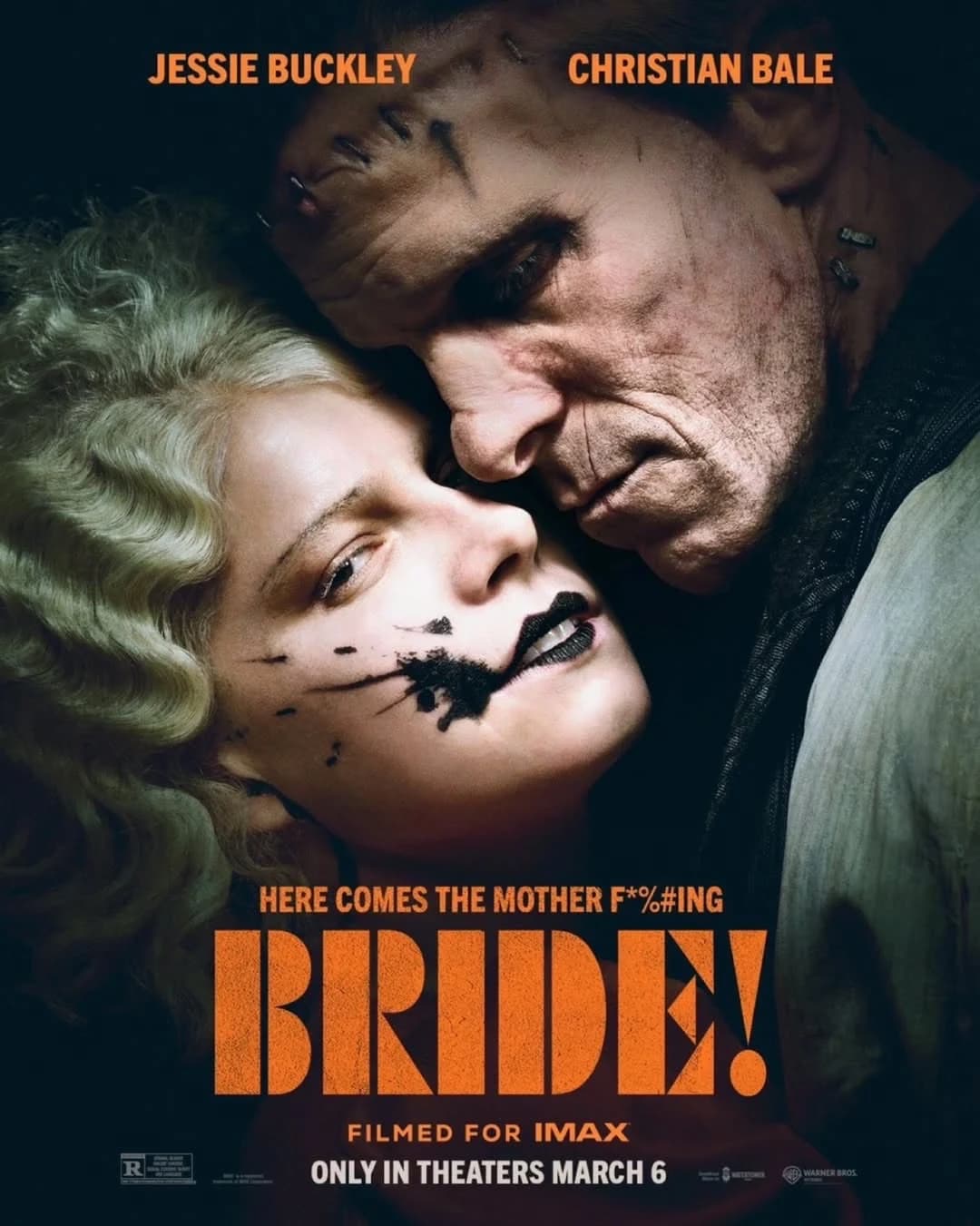 The Bride poster featuring Jessie Buckley and Christian Bale