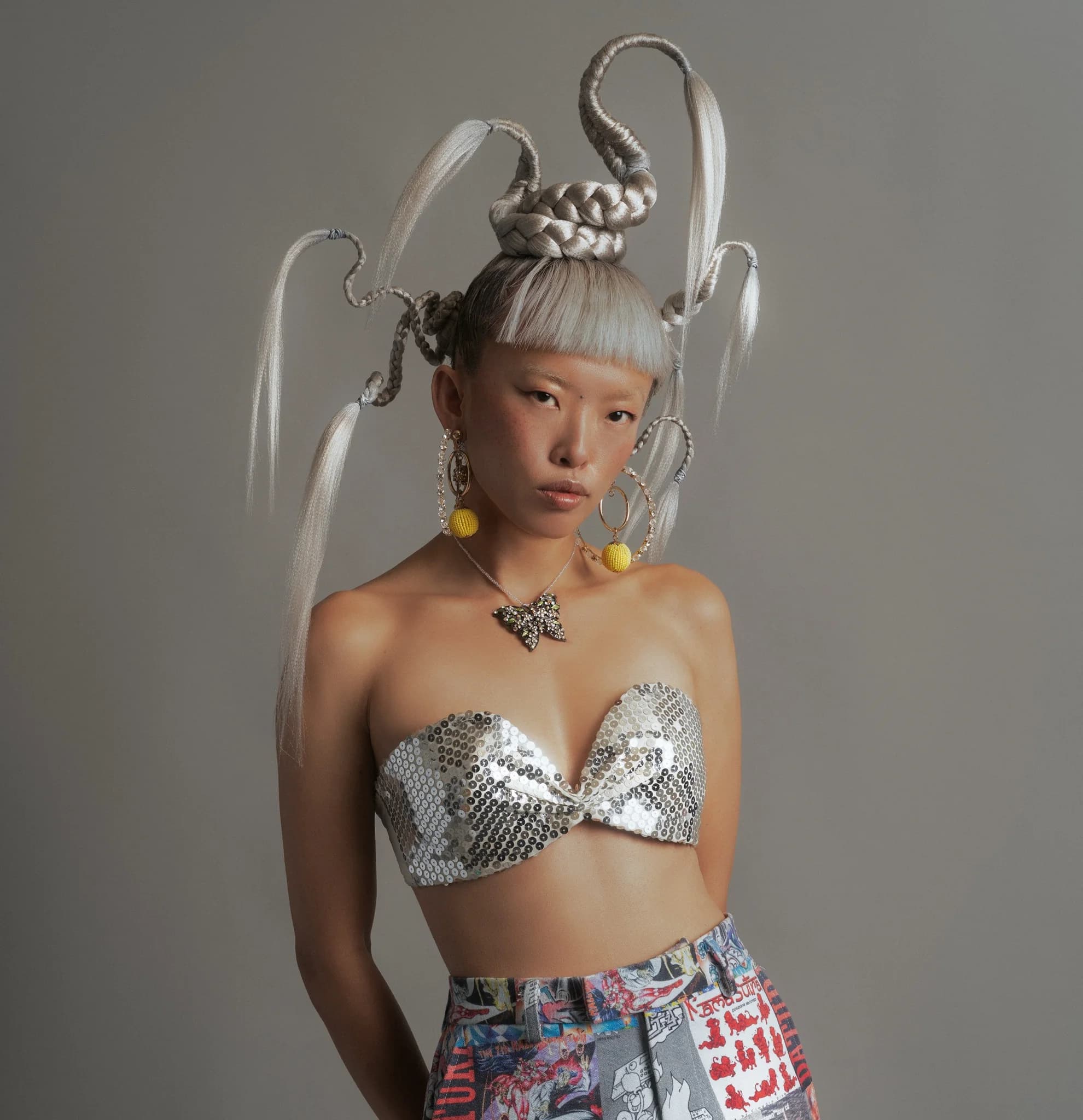 Sculptural White Braid Hairstyle